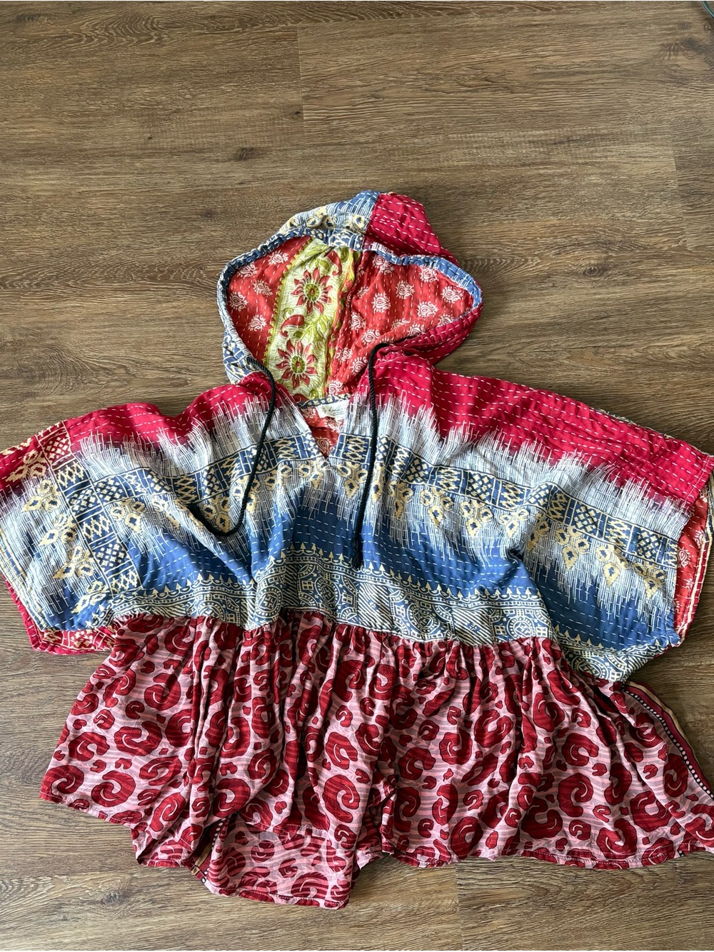 Kantha Bae Cosmos Hoodie One of a Kind Crafted from VTG Sari Textiles Free Size